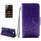 For Huawei  Y5II Pressed Flowers Horizontal Flip Leather Case with Magnetic Buckle & Holder & Card Slots & Wallet(Purple) - 1