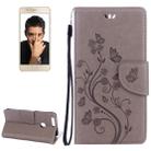 For Huawei  Honor 8 Flowers Embossing Horizontal Flip Leather Case with Holder & Card Slots & Wallet & Lanyard(Grey) - 1