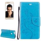 For Huawei  Honor 8 Flowers Embossing Horizontal Flip Leather Case with Holder & Card Slots & Wallet & Lanyard(Blue) - 1