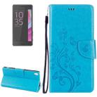 For Sony Xperia XA Ultra Flowers Embossing Horizontal Flip Leather Case with Holder & Card Slots & Wallet & Lanyard(Blue) - 1