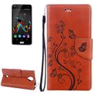 Flowers Embossing Horizontal Flip Leather Case for Wiko U Feel, with Holder & Card Slots & Wallet & Lanyard(Coffee) - 1