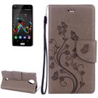 Flowers Embossing Horizontal Flip Leather Case for Wiko U Feel, with Holder & Card Slots & Wallet & Lanyard(Grey) - 1