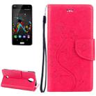 Flowers Embossing Horizontal Flip Leather Case for Wiko U Feel, with Holder & Card Slots & Wallet & Lanyard(Magenta) - 1