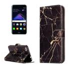 For Huawei  P8 Lite (2017) Black Gold Marble Pattern Horizontal Flip Leather Protective Case with Holder & Card Slots & Wallet - 1