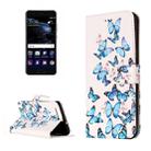 For Huawei  P10 Little Blue Butterfly Pattern Horizontal Flip Leather Protective Case with Holder & Card Slots & Wallet - 1