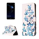 For Huawei  P10 Lite Little Blue Butterfly Pattern Horizontal Flip Leather Protective Case with Holder & Card Slots & Wallet - 1