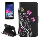 For LG K8 (2017) Painted Butterfly Pattern Horizontal Flip Leather Case with Holder & Card Slots & Wallet & Lanyard(Black) - 1