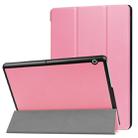 For Huawei  MediaPad T3 10 Custer Texture Horizontal Flip Leather Case with Three-folding Holder(Pink) - 1