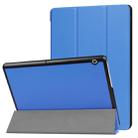 For Huawei  MediaPad T3 10 Custer Texture Horizontal Flip Leather Case with Three-folding Holder(Blue) - 1