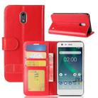 For Nokia 2 Crazy Horse Texture Horizontal Flip Leather Case with Holder & Card Slots & Wallet (Red) - 1