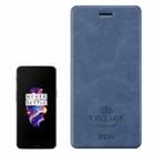 MOFI VINTAGE for OnePlus 5 Crazy Horse Texture Horizontal Flip Leather Case with Holder & Card Slot(Dark Blue) - 1