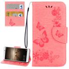 For Huawei  Mate 9 Butterflies Embossing Horizontal Flip Leather Case with Holder & Card Slots & Wallet & Lanyard (Pink) - 1