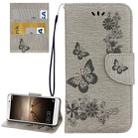 For Huawei  Mate 9 Butterflies Embossing Horizontal Flip Leather Case with Holder & Card Slots & Wallet & Lanyard (Grey) - 1