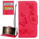 For Huawei  Mate 9 Butterflies Embossing Horizontal Flip Leather Case with Holder & Card Slots & Wallet & Lanyard (Red) - 1