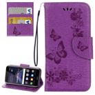 For Huawei P8 Lite (2017) Butterflies Embossing Horizontal Flip Leather Case with Holder & Card Slots & Wallet & Lanyard (Purple) - 1