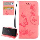 For Sony Xperia E5 Butterflies Embossing Horizontal Flip Leather Case with Holder & Card Slots & Wallet & Lanyard(Pink) - 1