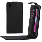 For Sony Xperia X Plain Texture Vertical Flip Leather Case Waist Bag with Magnetic Buckle(Black) - 1