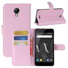 For Wiko Jerry 2 Litchi Texture Horizontal Flip Leather Case with Holder & Card Slots & Wallet (Pink) - 1