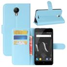 For Wiko Jerry 2 Litchi Texture Horizontal Flip Leather Case with Holder & Card Slots & Wallet (Blue) - 1