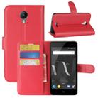For Wiko Jerry 2 Litchi Texture Horizontal Flip Leather Case with Holder & Card Slots & Wallet (Red) - 1