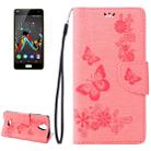 Pressed Flowers Butterfly Pattern Horizontal Flip Leather Case for Wiko U Feel Lite, with Magnetic Buckle & Holder & Card Slots & Wallet(Pink) - 1