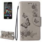 Pressed Flowers Butterfly Pattern Horizontal Flip Leather Case for Wiko U Feel Lite, with Magnetic Buckle & Holder & Card Slots & Wallet(Grey) - 1