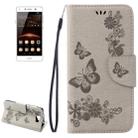 For Huawei  Y5II Pressed Flowers Butterfly pattern Horizontal Flip Leather Case with Magnetic Buckle & Holder & Card Slots & Wallet(Grey) - 1