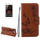 For Huawei Y5II Pressed Flowers Butterfly pattern Horizontal Flip Leather Case with Magnetic Buckle & Holder & Card Slots & Wallet(Brown) - 1