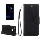 For Huawei  P10 Lite Butterflies Embossing Horizontal Flip Leather Case with Holder & Card Slots & Wallet & Lanyard (Black) - 1