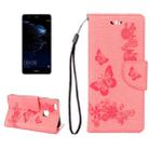 For Huawei  P10 Lite Butterflies Embossing Horizontal Flip Leather Case with Holder & Card Slots & Wallet & Lanyard (Pink) - 1