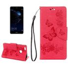 For Huawei  P10 Lite Butterflies Embossing Horizontal Flip Leather Case with Holder & Card Slots & Wallet & Lanyard (Red) - 1