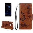 For Huawei  P10 Lite Butterflies Embossing Horizontal Flip Leather Case with Holder & Card Slots & Wallet & Lanyard (Brown) - 1