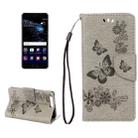 For Huawei  P10 Plus Butterflies Embossing Horizontal Flip Leather Case with Holder & Card Slots & Wallet & Lanyard(Grey) - 1