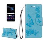 For Huawei  P10 Plus Butterflies Embossing Horizontal Flip Leather Case with Holder & Card Slots & Wallet & Lanyard(Blue) - 1