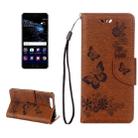 For Huawei  P10 Plus Butterflies Embossing Horizontal Flip Leather Case with Holder & Card Slots & Wallet & Lanyard(Brown) - 1