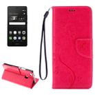 For Huawei  P9 Lite Butterflies Embossing Horizontal Flip Leather Case with Holder & Card Slots & Wallet & Lanyard(Magenta) - 1