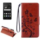 For Huawei  P9 Lite Butterflies Embossing Horizontal Flip Leather Case with Holder & Card Slots & Wallet & Lanyard(Brown) - 1