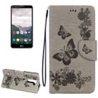 For LG Stylo 2 / LS775 Butterflies Embossing Horizontal Flip Leather Case with Holder & Card Slots & Wallet & Lanyard(Grey) - 1