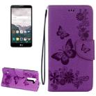 For LG Stylo 2 / LS775 Butterflies Embossing Horizontal Flip Leather Case with Holder & Card Slots & Wallet & Lanyard(Purple) - 1