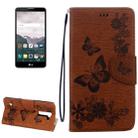For LG Stylo 2 / LS775 Butterflies Embossing Horizontal Flip Leather Case with Holder & Card Slots & Wallet & Lanyard(Brown) - 1