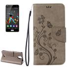 Pressed Flowers Horizontal Flip Leather Case for Wiko U Feel Lite, with Magnetic Buckle & Holder & Card Slots & Wallet(Grey) - 1