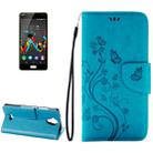 Pressed Flowers Horizontal Flip Leather Case for Wiko U Feel Lite, with Magnetic Buckle & Holder & Card Slots & Wallet(Blue) - 1