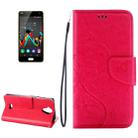 Pressed Flowers Horizontal Flip Leather Case for Wiko U Feel Lite, with Magnetic Buckle & Holder & Card Slots & Wallet(Magenta) - 1
