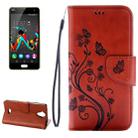 Pressed Flowers Horizontal Flip Leather Case for Wiko U Feel Lite, with Magnetic Buckle & Holder & Card Slots & Wallet(Brown) - 1