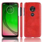 Shockproof Litchi Texture PC + PU Case for Motorola Moto G7 Play (Red) - 1