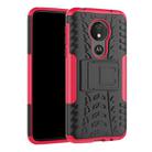 Tire Texture TPU+PC Shockproof Case for Motorola Moto G7 Power, with Holder (Pink) - 1