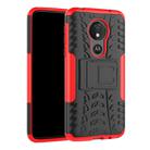 Tire Texture TPU+PC Shockproof Case for Motorola Moto G7 Power, with Holder (Red) - 1