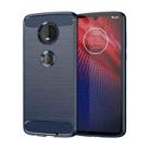 Brushed Texture Carbon Fiber TPU Case for Motorola Moto Z4 Play (Navy Blue) - 1