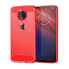 Brushed Texture Carbon Fiber TPU Case for Motorola Moto Z4 Play (Red) - 1