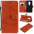 Butterfly Embossing Pattern Horizontal Flip Leather Case for Motorola Moto G7 Play, with Card Slot & Holder & Wallet & Lanyard (Orange) - 1